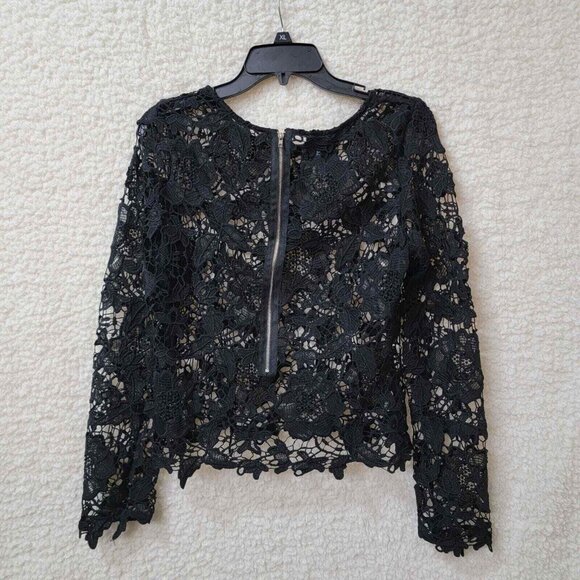 Mascara Blouse Knitted Womens Large Blue Long Sleeve Rear Zipper 100% Polyester - Picture 2 of 8